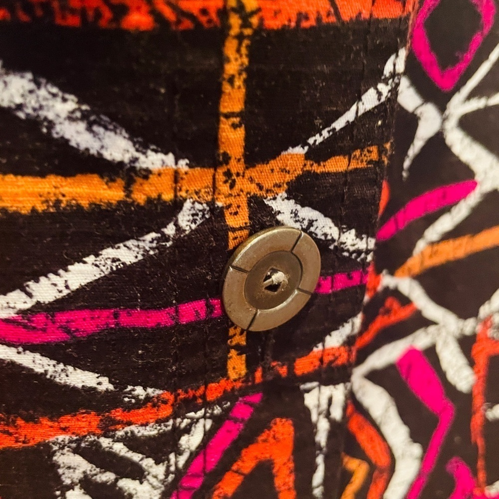 Lark Lane 3/4 sleeve abstract tribal swing style button jacket 16 pink orange - Picture 5 of 10